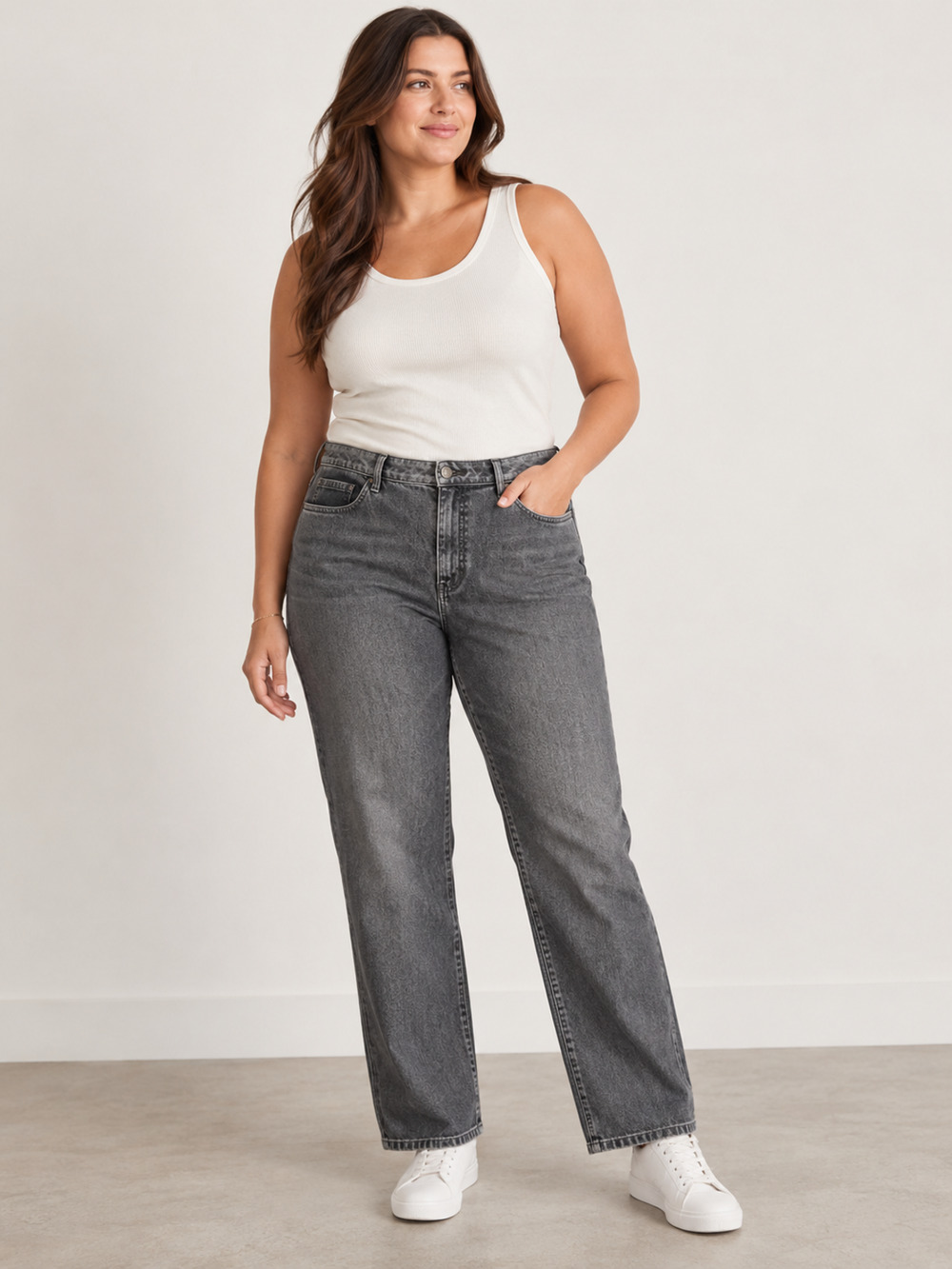 Coldwater Creek Classic Fit Gray Wash Straight Leg Jeans Size 16 Stretch SOFT